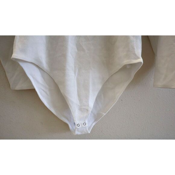 Good American GB0225 Women's Sz 4 (XL) White The Feel Good Henley Bodysuit - Picture 5 of 6